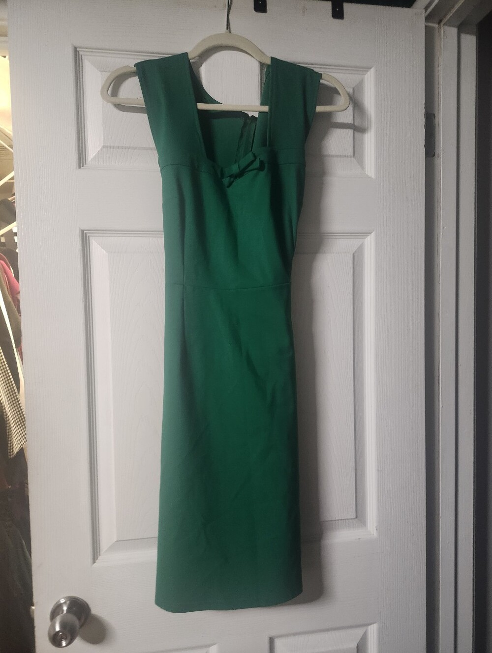 ModCloth Emerald Green Bow Neckline Sleeveless Stretch Sheath Dress XL